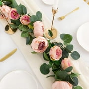 2pcs Artificial Flowers Garland Eucalyptus Garland Peonies Artificial Flowers Faux Flower Vines for Bedroom Room Decor Wall Hanging Plant for Wedding Arch Party Decor (Vintage Pink)